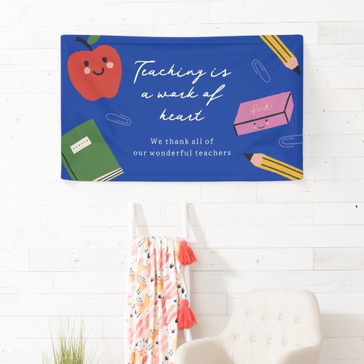 教えはハート先生の作パーソナライズされた業 横断幕 (インサイチュ)