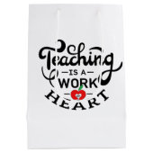 教えは先生に対するハート鑑賞の作品 ミディアムペーパーバッグ (裏面)