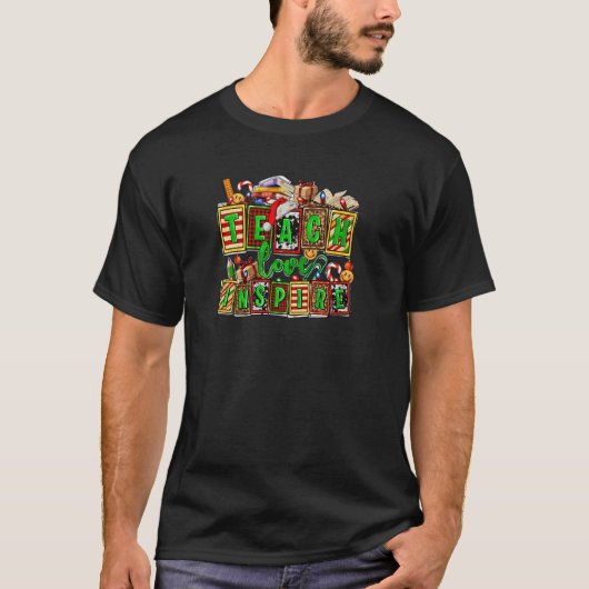 教えインスパイアクリスマスと先生のバフと愛 Tシャツ (正面)