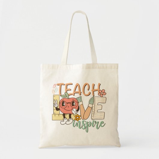 教えインスパイア愛 – かわいい学校の用品 トートバッグ (正面)