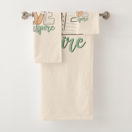 教えインスパイア愛 – かわいい学校の用品 バスタオルセット (インサイチュ)