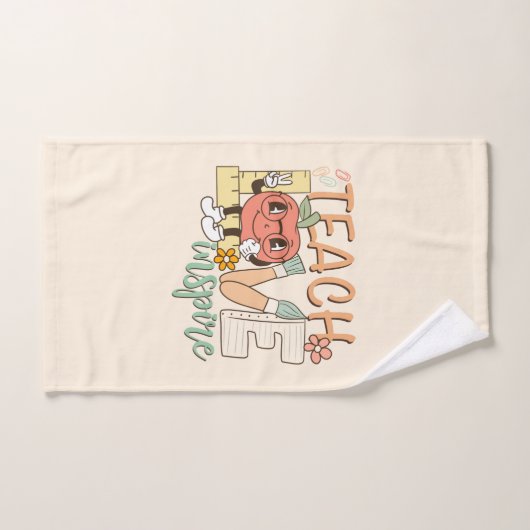 教えインスパイア愛 – かわいい学校の用品 バスタオルセット (ハンドタオル)