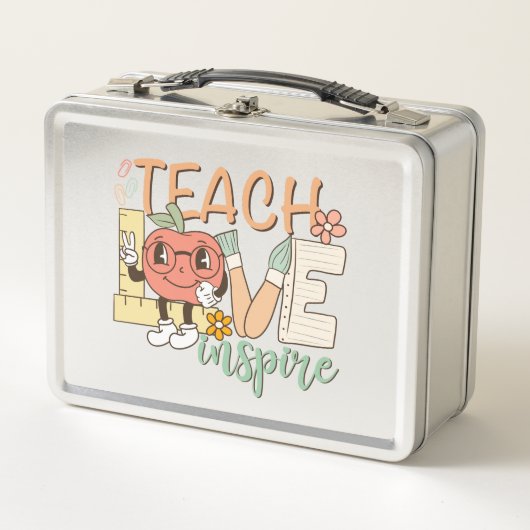 教えインスパイア愛 – かわいい学校の用品 メタルランチボックス (正面)