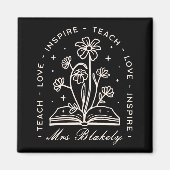 教えインスパイア気の利いた先生パーソナライズされた マグネット (正面)