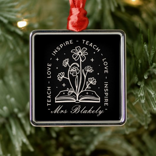 教えインスパイア気の利いた先生パーソナライズされた メタルオーナメント (ツリー)