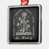 教えインスパイア気の利いた先生パーソナライズされた メタルオーナメント (左)