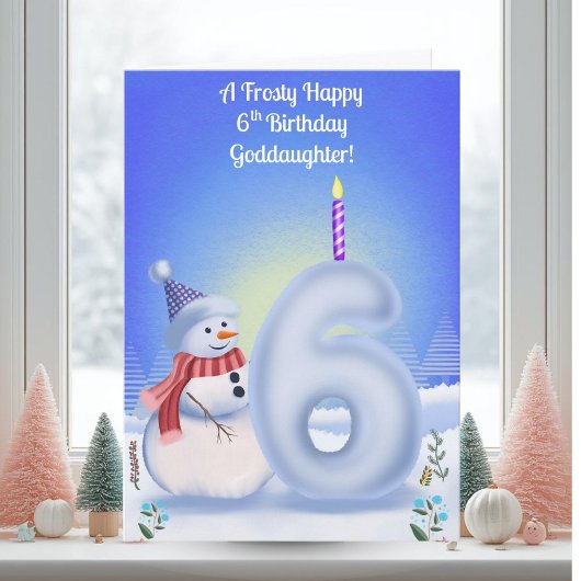 教え子6歳の誕生日 雪だるま雪景色 カード