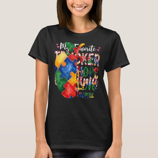 教え愛の自閉症インスパイア意識のサポート Tシャツ (正面)