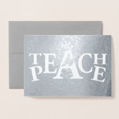 教え飛んでいる平和スローガン文字 箔カード (封筒付き正面)