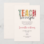 教え、愛し、感動を - 教師感謝・退職祝いの招待状 招待状 (正面/裏面)