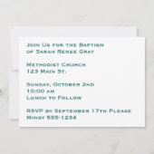 教パーソナライズされた会の尖塔洗礼 招待状 (裏面)