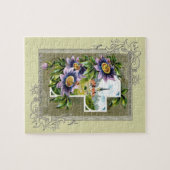 教会および花が付いている十字 ジグソーパズル (横)