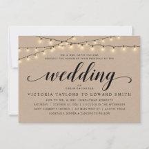 教会での結婚式の儀式、両親が主催、クラフト紙の招待状