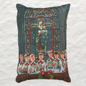教会で合唱団を歌うヴィンテージクリスマスの子供たち アクセントクッション