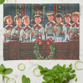 教会で合唱団を歌うヴィンテージクリスマスの子供たち キッチンタオル (折り畳み)