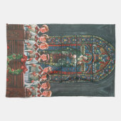 教会で合唱団を歌うヴィンテージクリスマスの子供たち キッチンタオル (横)