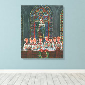 教会で合唱団を歌うヴィンテージクリスマスの子供たち キャンバスプリント (インサイチュ (ウッドフロア))