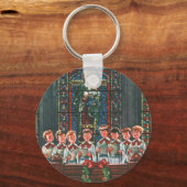教会で合唱団を歌うヴィンテージクリスマスの子供たち キーホルダー (裏面)
