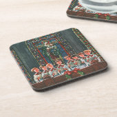 教会で合唱団を歌うヴィンテージクリスマスの子供たち コースター (左側)