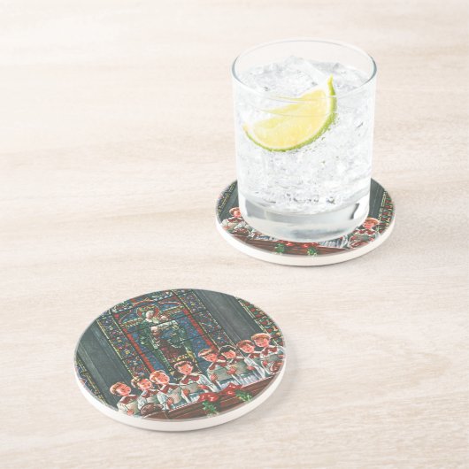 教会で合唱団を歌うヴィンテージクリスマスの子供たち コースター (側面)