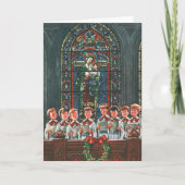 教会で合唱団を歌うヴィンテージクリスマスの子供たち シーズンカード (正面)