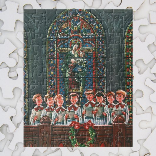 教会で合唱団を歌うヴィンテージクリスマスの子供たち ジグソーパズル