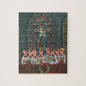 教会で合唱団を歌うヴィンテージクリスマスの子供たち ジグソーパズル (縦)