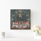 教会で合唱団を歌うヴィンテージクリスマスの子供たち スクエア壁時計 (ホーム)