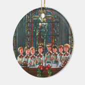 教会で合唱団を歌うヴィンテージクリスマスの子供たち セラミックオーナメント (左)