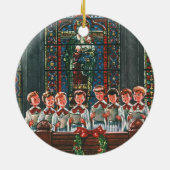 教会で合唱団を歌うヴィンテージクリスマスの子供たち セラミックオーナメント (裏面)
