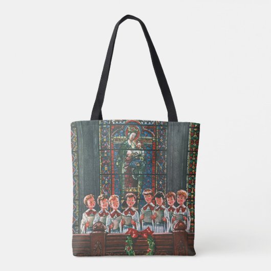 教会で合唱団を歌うヴィンテージクリスマスの子供たち トートバッグ (裏面)