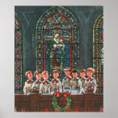 教会で合唱団を歌うヴィンテージクリスマスの子供たち ポスター (正面)