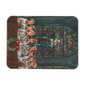 教会で合唱団を歌うヴィンテージクリスマスの子供たち マグネット (横)