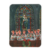 教会で合唱団を歌うヴィンテージクリスマスの子供たち マグネット (縦)