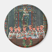 教会で合唱団を歌うヴィンテージクリスマスの子供たち マグネット (正面)