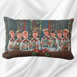 教会で合唱団を歌うヴィンテージクリスマスの子供たち ランバークッション