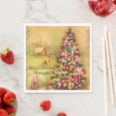 教会とクリスマスツリーのパーソナライズ紙 スタンダードランチョンナプキン (インサイチュ)