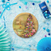 教会とクリスマスツリーパーソナライズ紙ナプキンス ペーパープレート (パーティー)