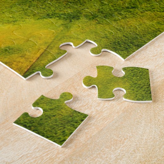 教会とドロミテスの山の風景の秋 ジグソーパズル (側面)