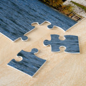 教会と秋の木々を持つブリード湖の風景 ジグソーパズル (側面)