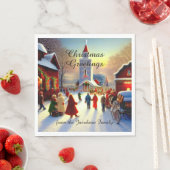 教会に行く人々のクリスマスの挨拶 スタンダードランチョンナプキン (インサイチュ)