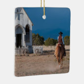 教会に馬に乗る西カウボーイ セラミックオーナメント (右)