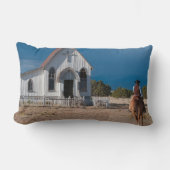 教会に馬に乗る西カウボーイ ランバークッション (正面)