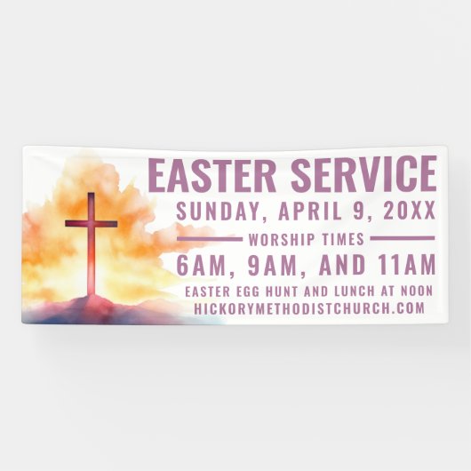 教会のためのイースターサービス時間バナー 横断幕 (横)