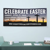 教会のためのイースターサービス時間バナー 横断幕 (トレードショー)