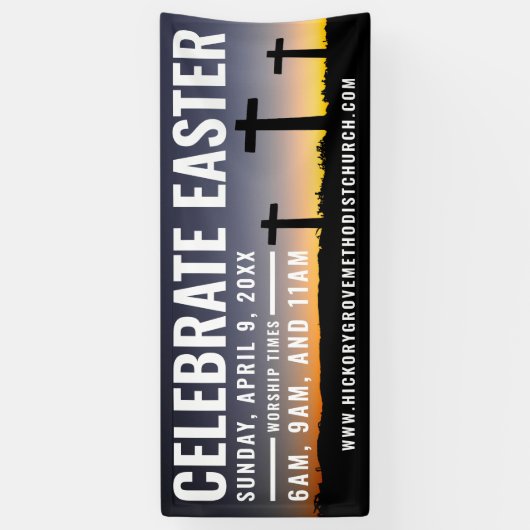 教会のためのイースターサービス時間バナー 横断幕 (縦)