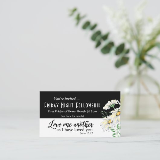 教会のイベントフライヤーヨハネ15:12互いを愛し合う 名刺 (スタンド正面)
