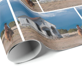 教会のギフトラップに馬に乗る西カウボーイ ラッピングペーパー