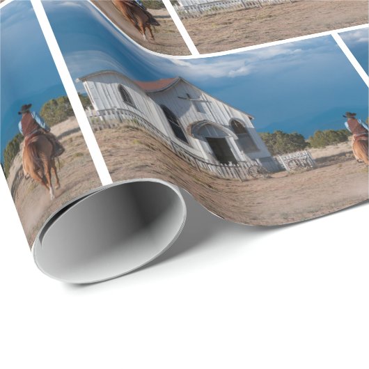 教会のギフトラップに馬に乗る西カウボーイ ラッピングペーパー (ロールコーナー)