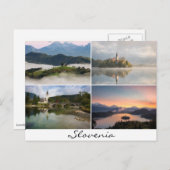 教会のコラージュ記念品とスロベニアの風景 ポストカード (正面/裏面)